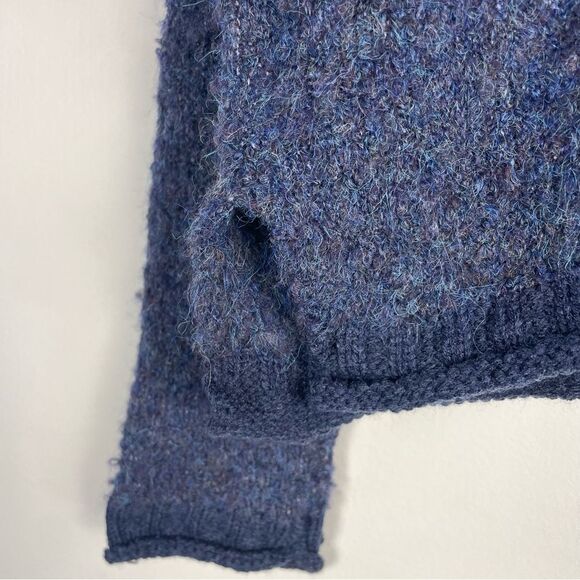ANA Heathered Blue‎ Boxy Fit Cropped Sweater Size L NEW Crewneck Long Sleeves - Picture 4 of 10